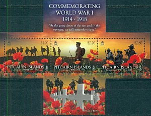 Питкерн, 2014, 100 лет Начала 1ой Мировой Войны, блок в виде Креста